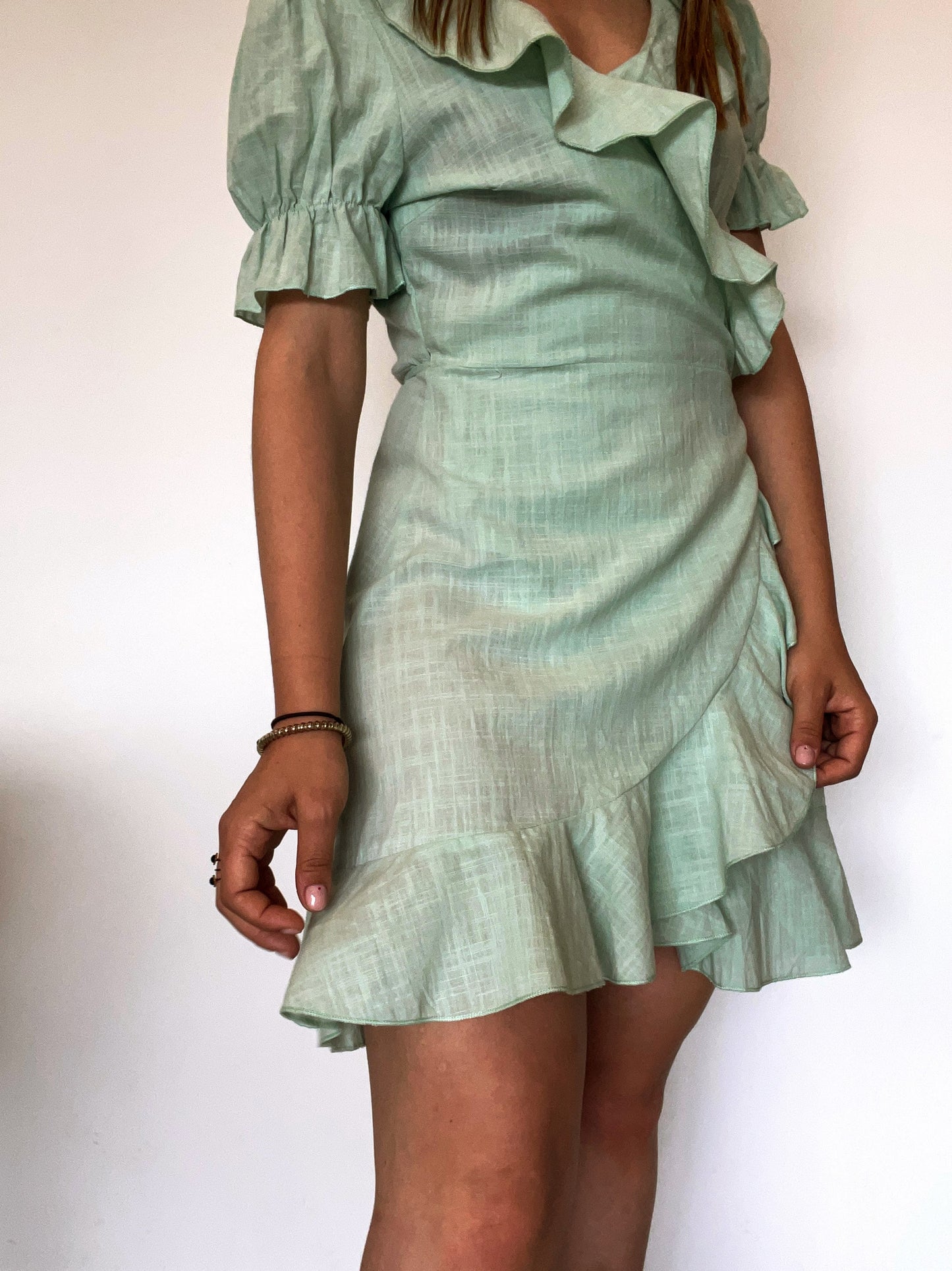 Vestido volantes turquesa