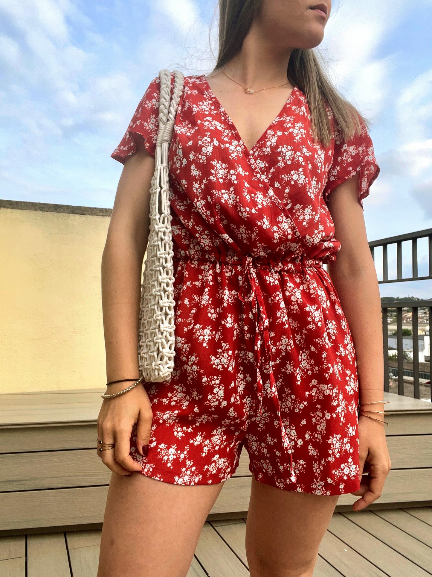 Jumpsuit flowers red